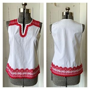 Talbots Petite Embroidered BoHo Sleeveless Top